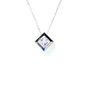 Bundle 3 for $45. Silver cube pendant with cubic zirconia.